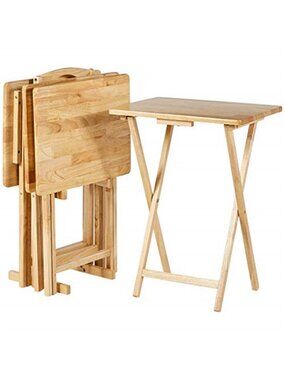Classic Foldable TV Dinner Tray Table with Storage Rack, 14.6 L x 19 W x 26 H in